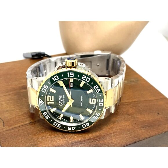 Gevril Men's Watch 46703 Riverside Swiss Automatic Green Dial Two Tone 43mm - Picture 8 of 14